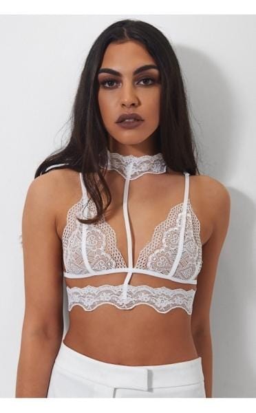 Amia White Lace Choker Bra