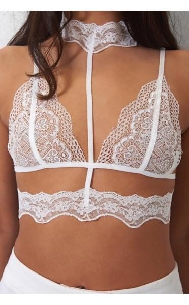 Amia White Lace Choker Bra