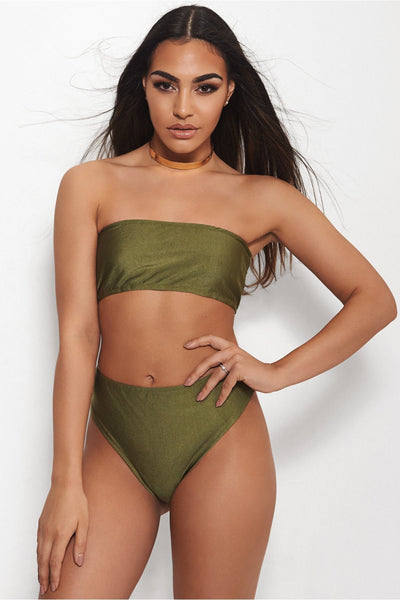 Mica Khaki High Waisted Bikini