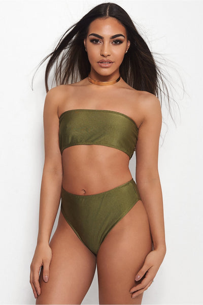 Mica Khaki High Waisted Bikini