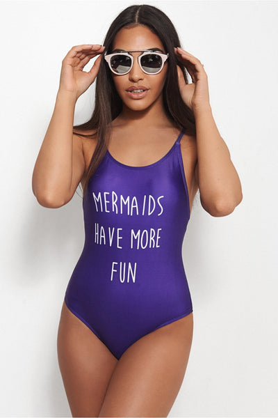 Mermaids Have More Fun Purple Slogan Swimsuit