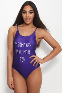 Mermaids Have More Fun Purple Slogan Swimsuit