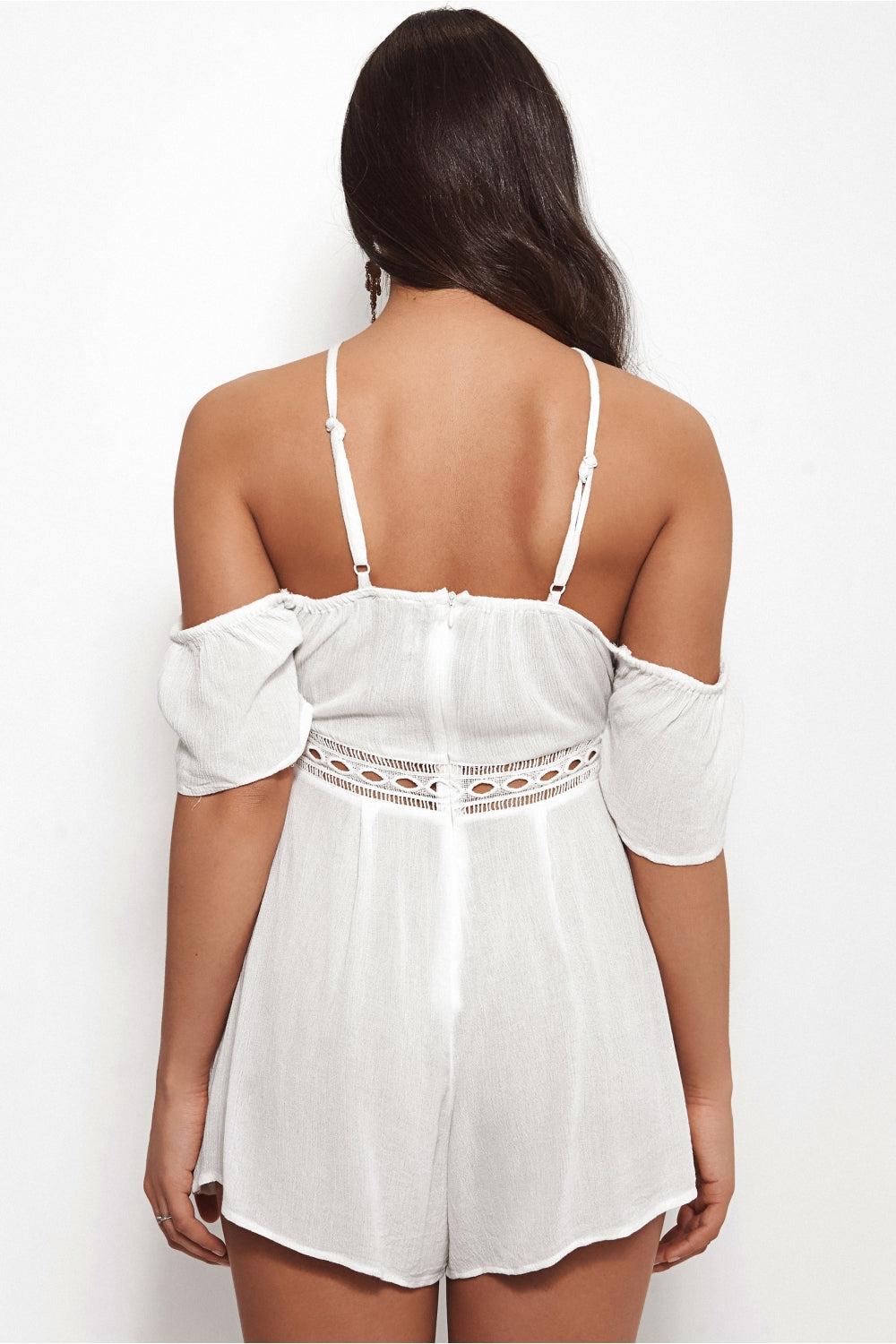 Savana Cold Shoulder White Playsuit