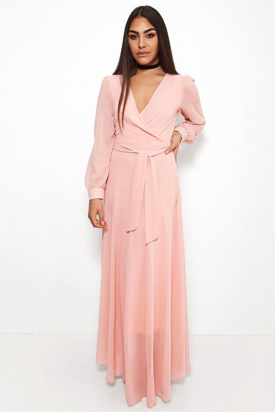 Bella Pink Chiffon Maxi Dress