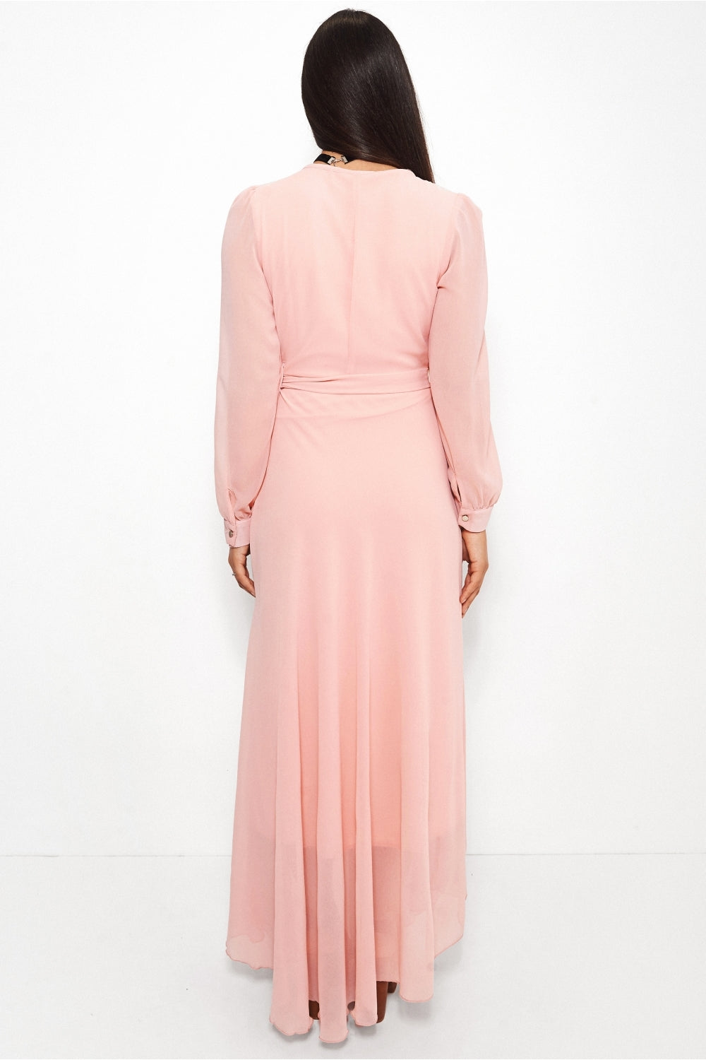 Bella Pink Chiffon Maxi Dress