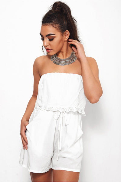 Deacon White Bandeau Playsuit