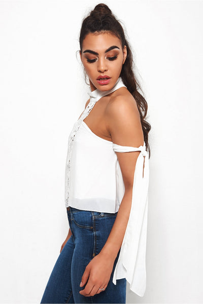 Bayley Tie Sleeve White Top