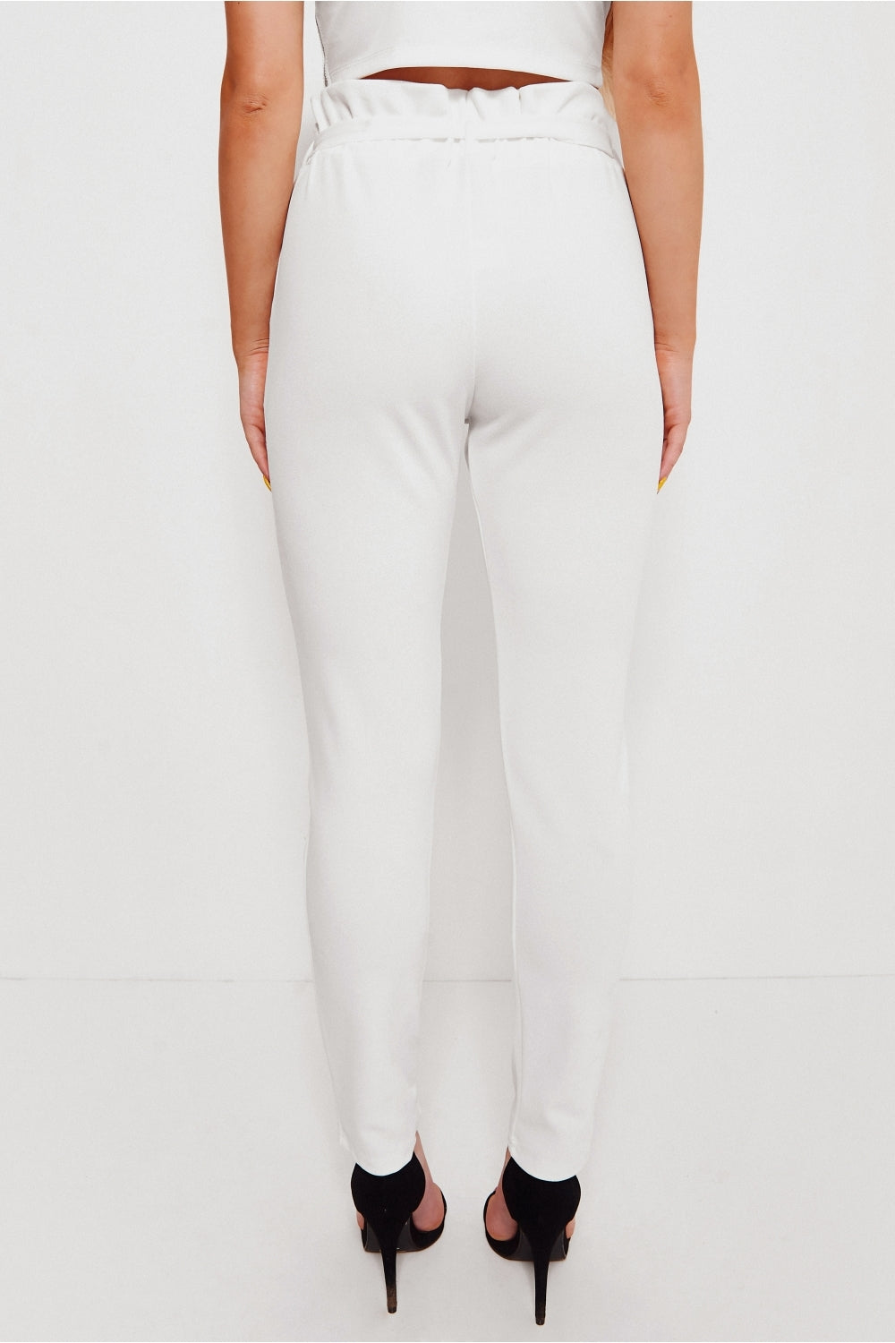 Prini White Tie Waist Trousers