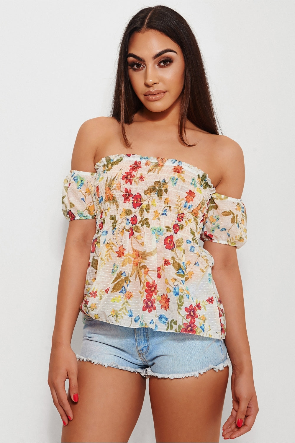 Macy Floral Bardot Top