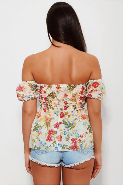 Macy Floral Bardot Top