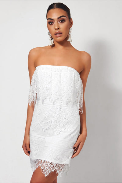 White Strapless Lace Dress