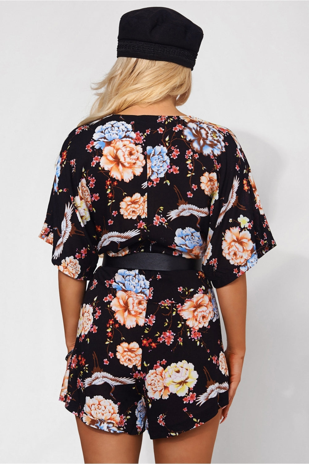 Cara Black Floral Playsuit