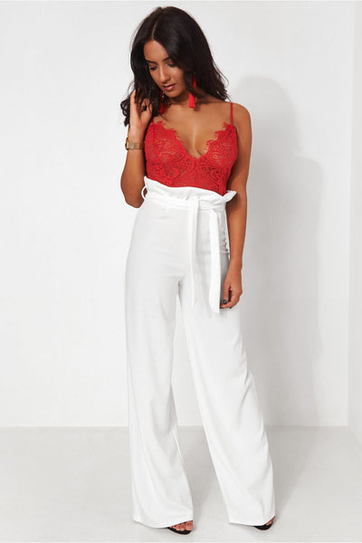 Zia White Wide Leg Trousers