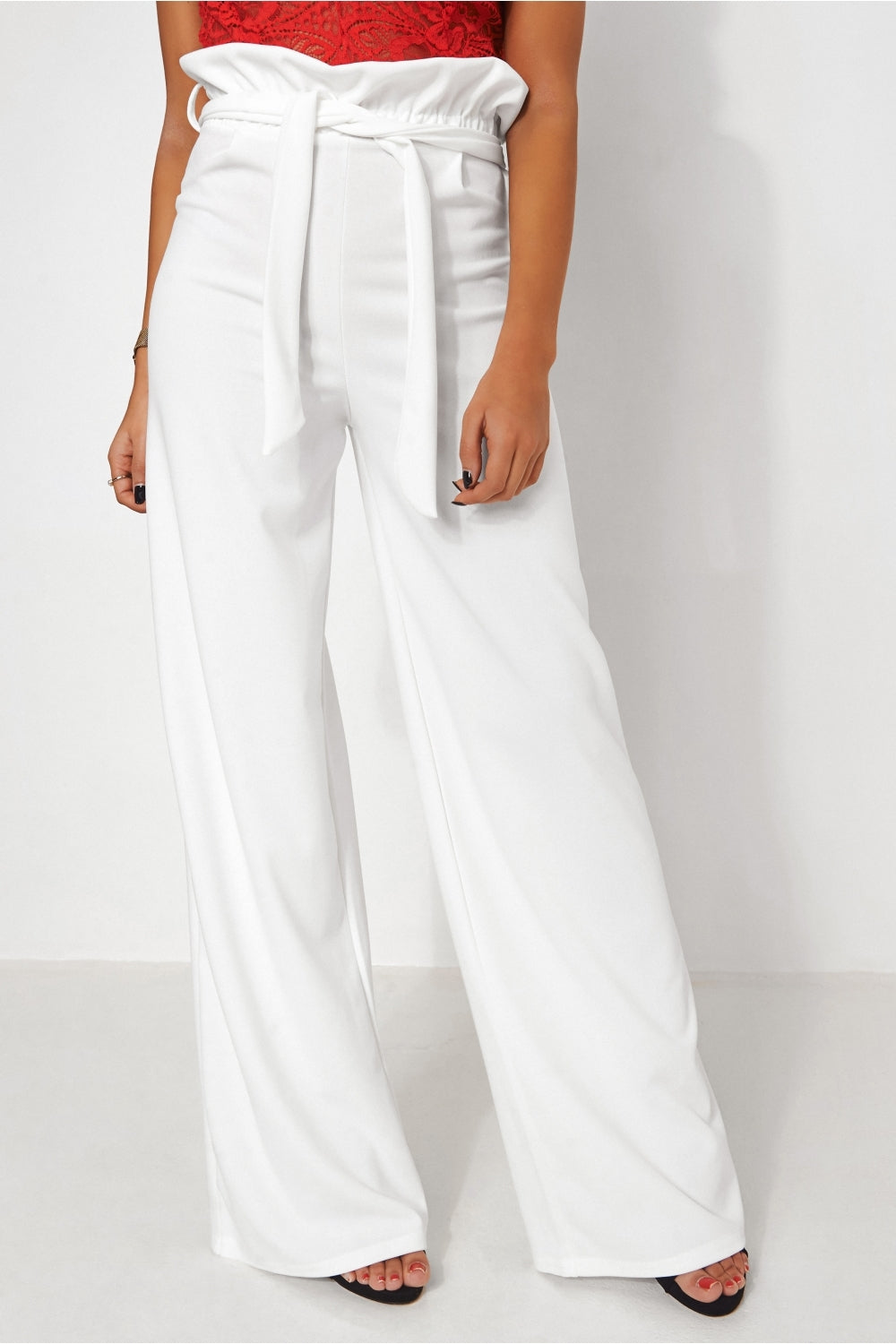 Zia White Wide Leg Trousers