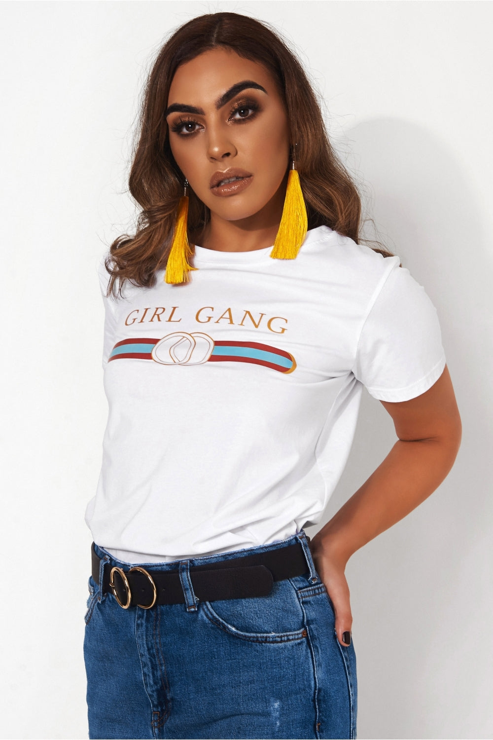 Girl Gang White Slogan T-Shirt