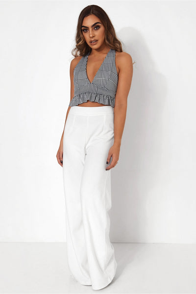 Houndstooth Frill Crop Top