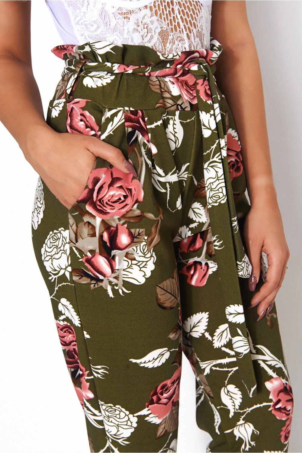 Floral Tie Waist Trousers