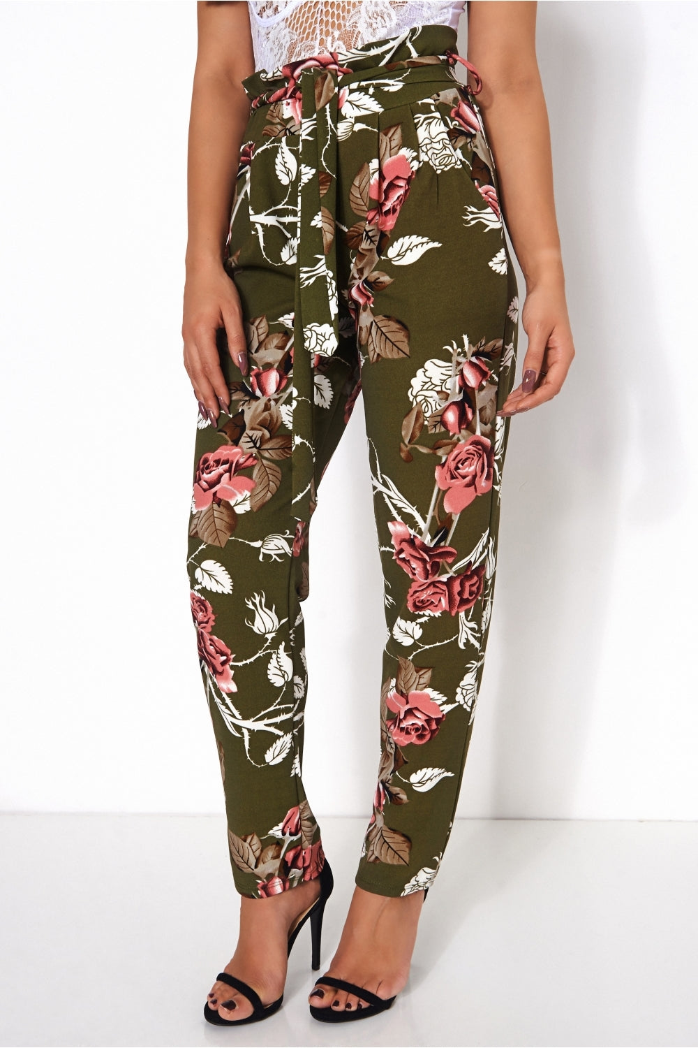 Floral Tie Waist Trousers