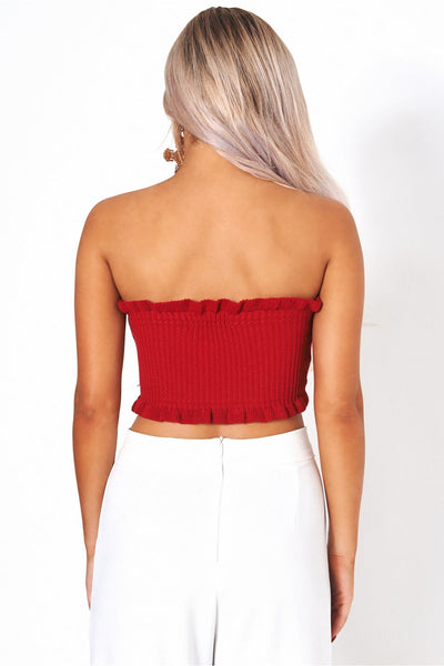 Red Strapless Bandeau Top