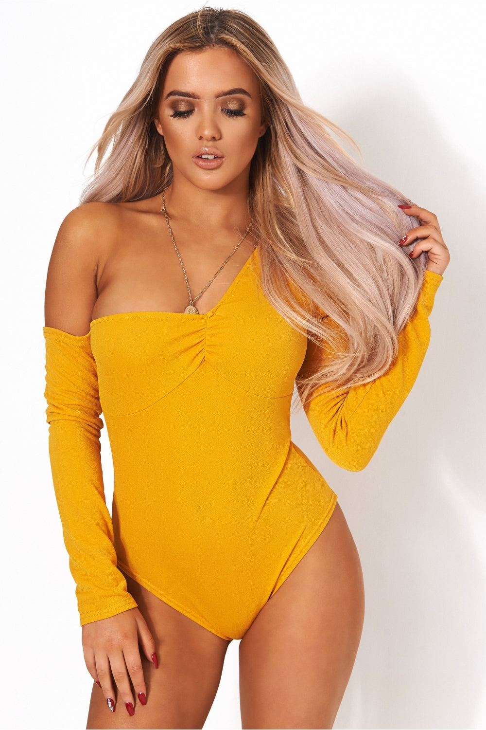 Mustard One Shoulder Bodysuit