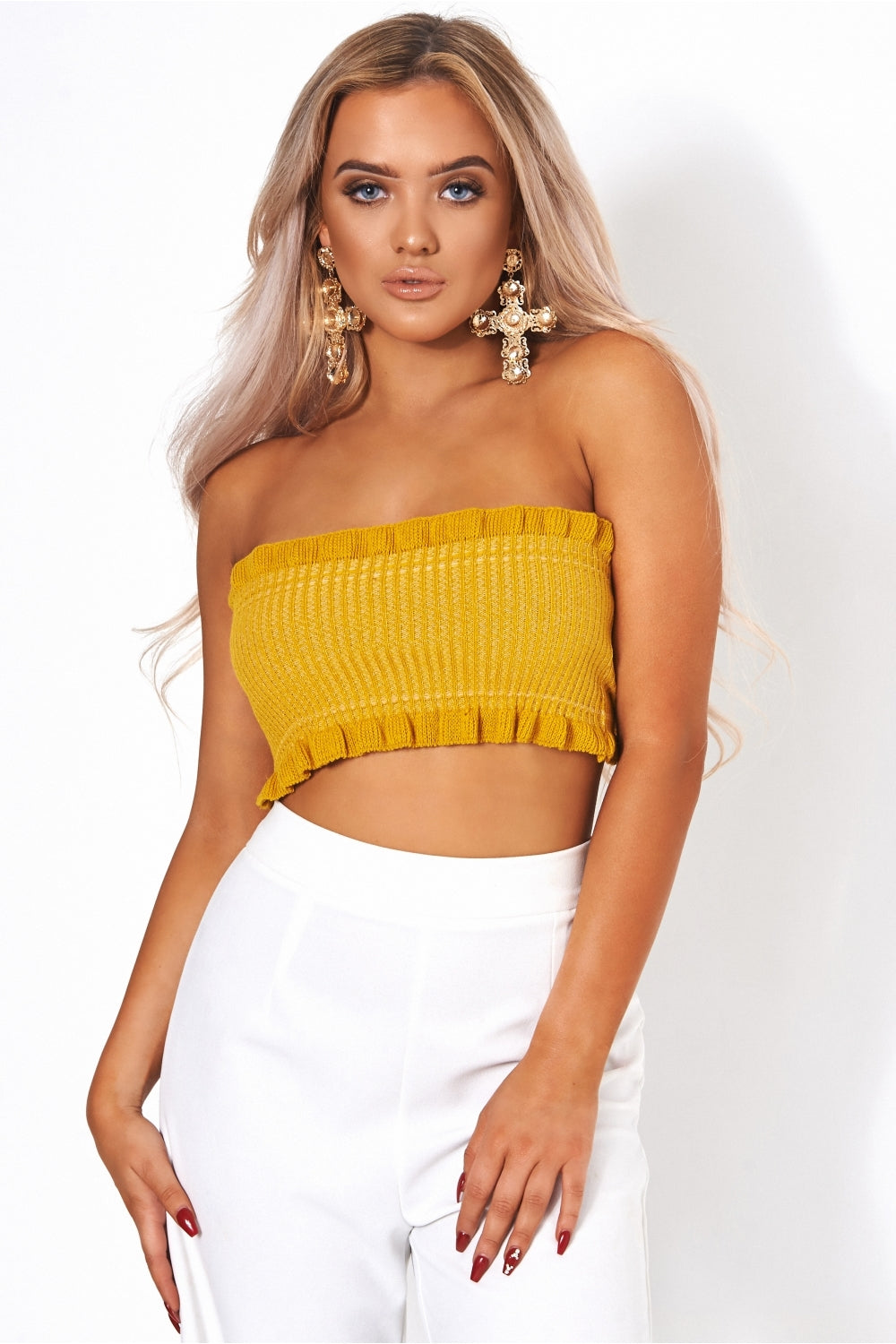 Mustard Strapless Bandeau Top