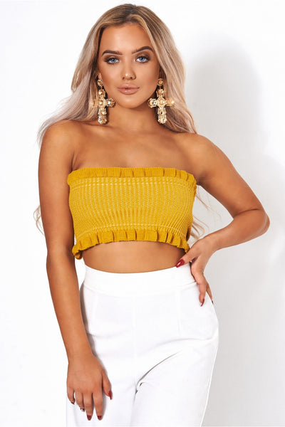 Mustard Strapless Bandeau Top