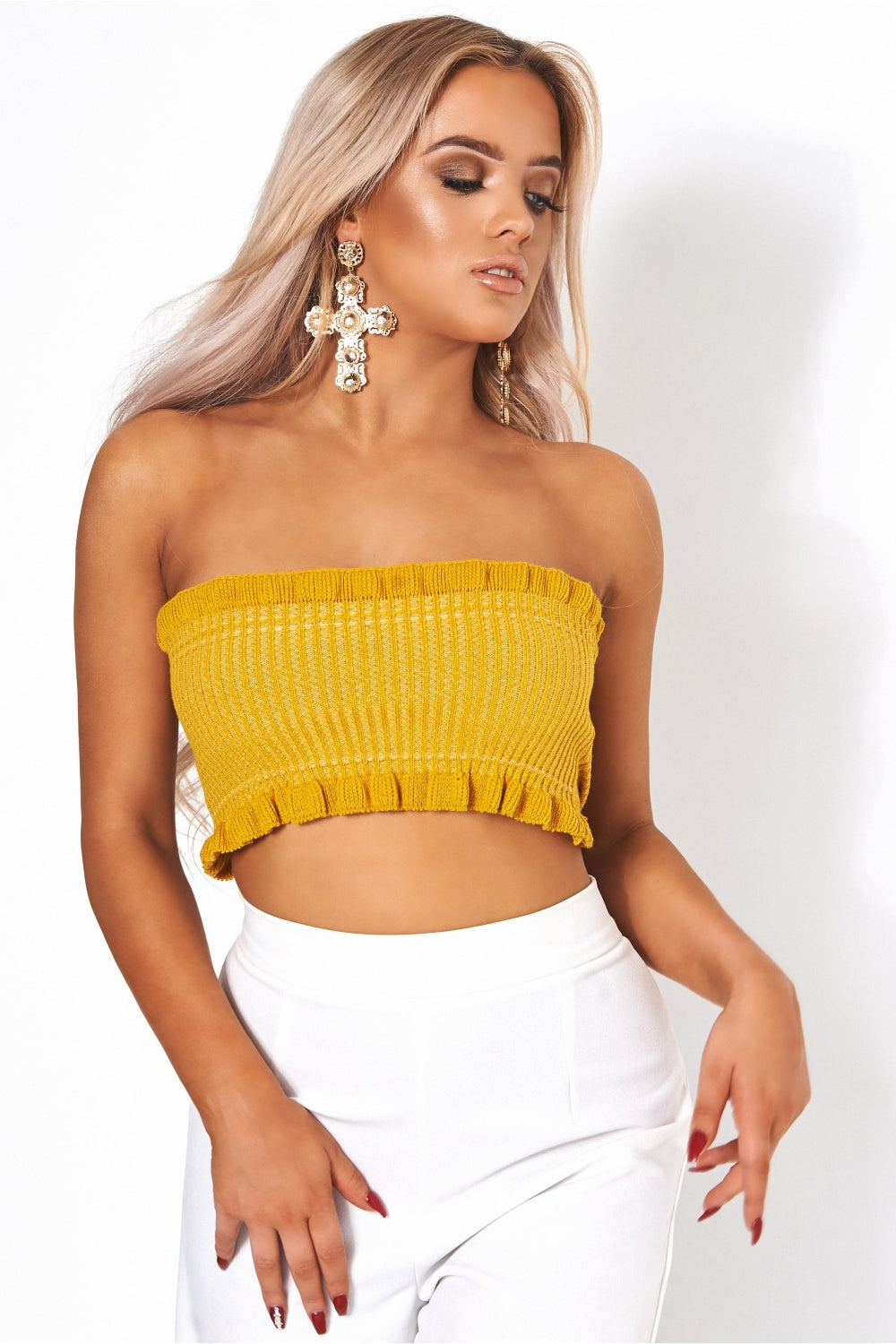 Mustard Strapless Bandeau Top