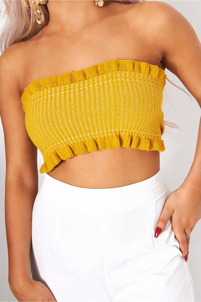 Mustard Strapless Bandeau Top