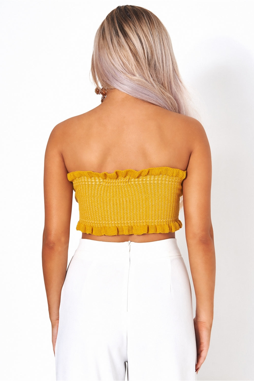 Mustard Strapless Bandeau Top