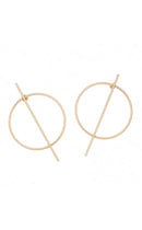 Gold Circle Strike Through Earrings