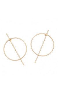 Gold Circle Strike Through Earrings