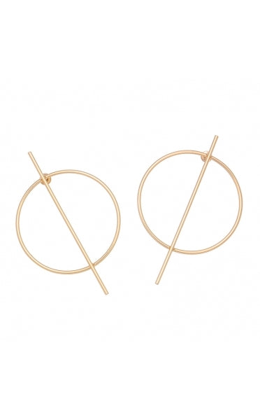 Gold Circle Strike Through Earrings