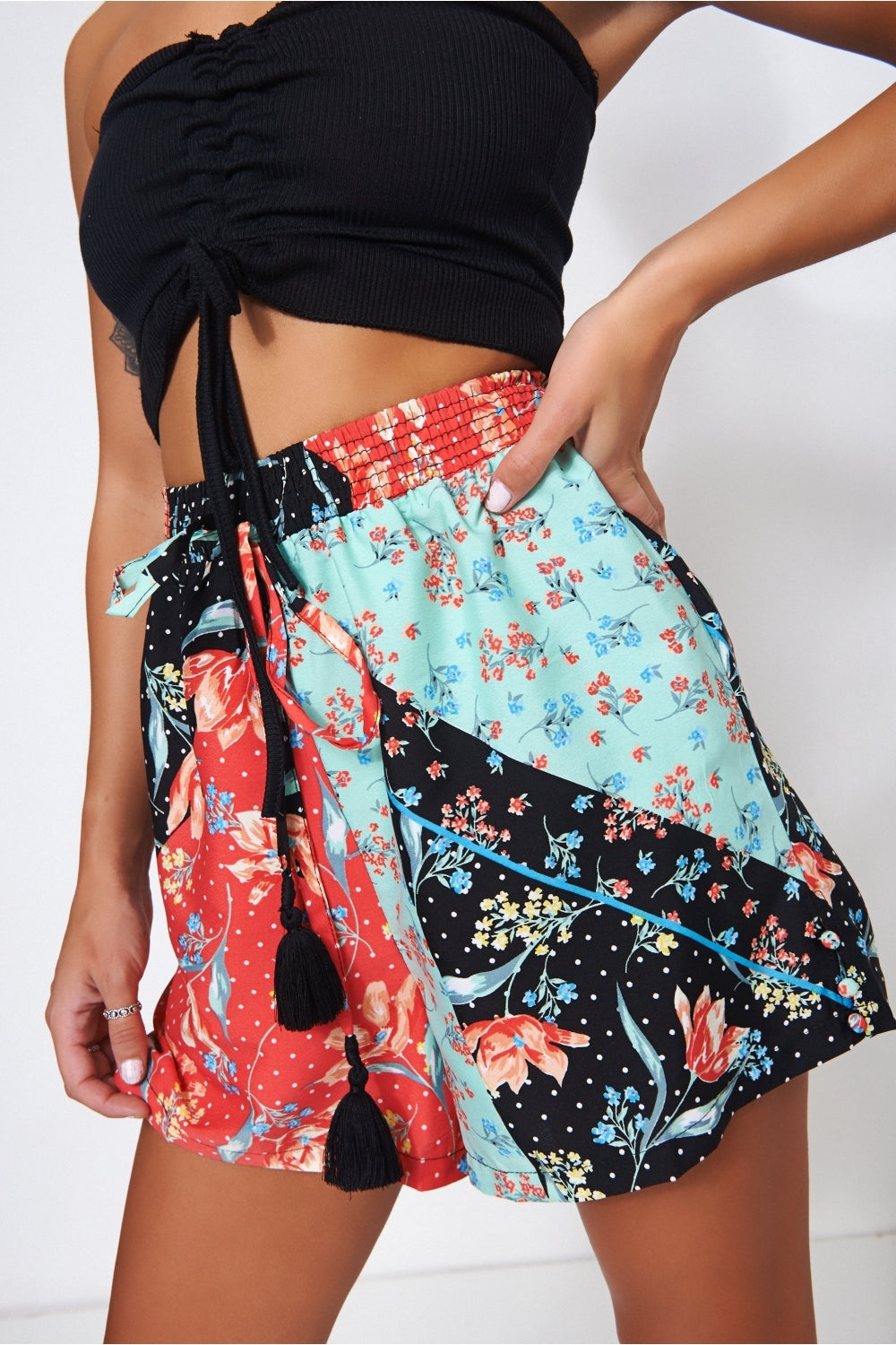 Bellini Patchwork Print Shorts