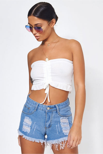 Lottie Distressed Denim Shorts