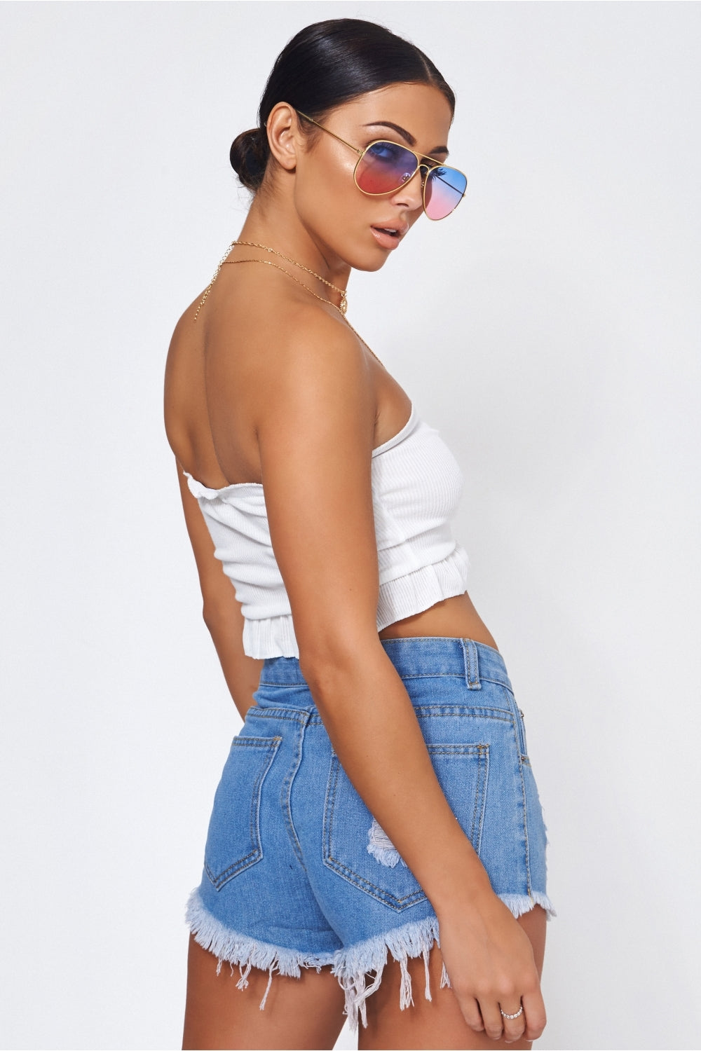 Lottie Distressed Denim Shorts