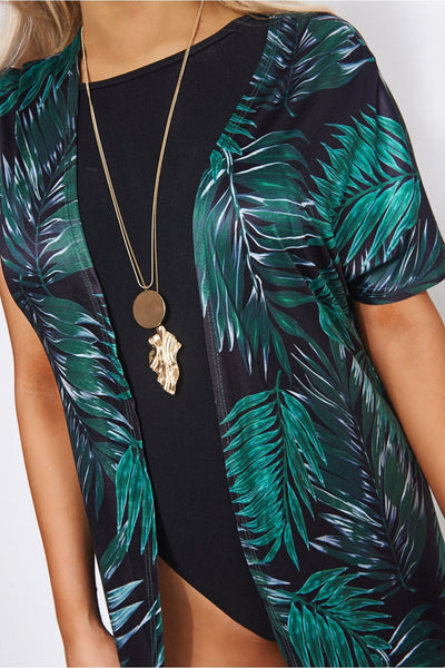 Green Palm Print Kimono