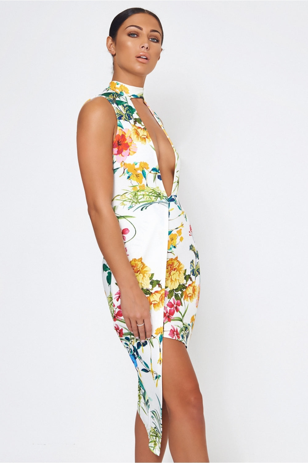 Lotus Floral Bodycon Dress