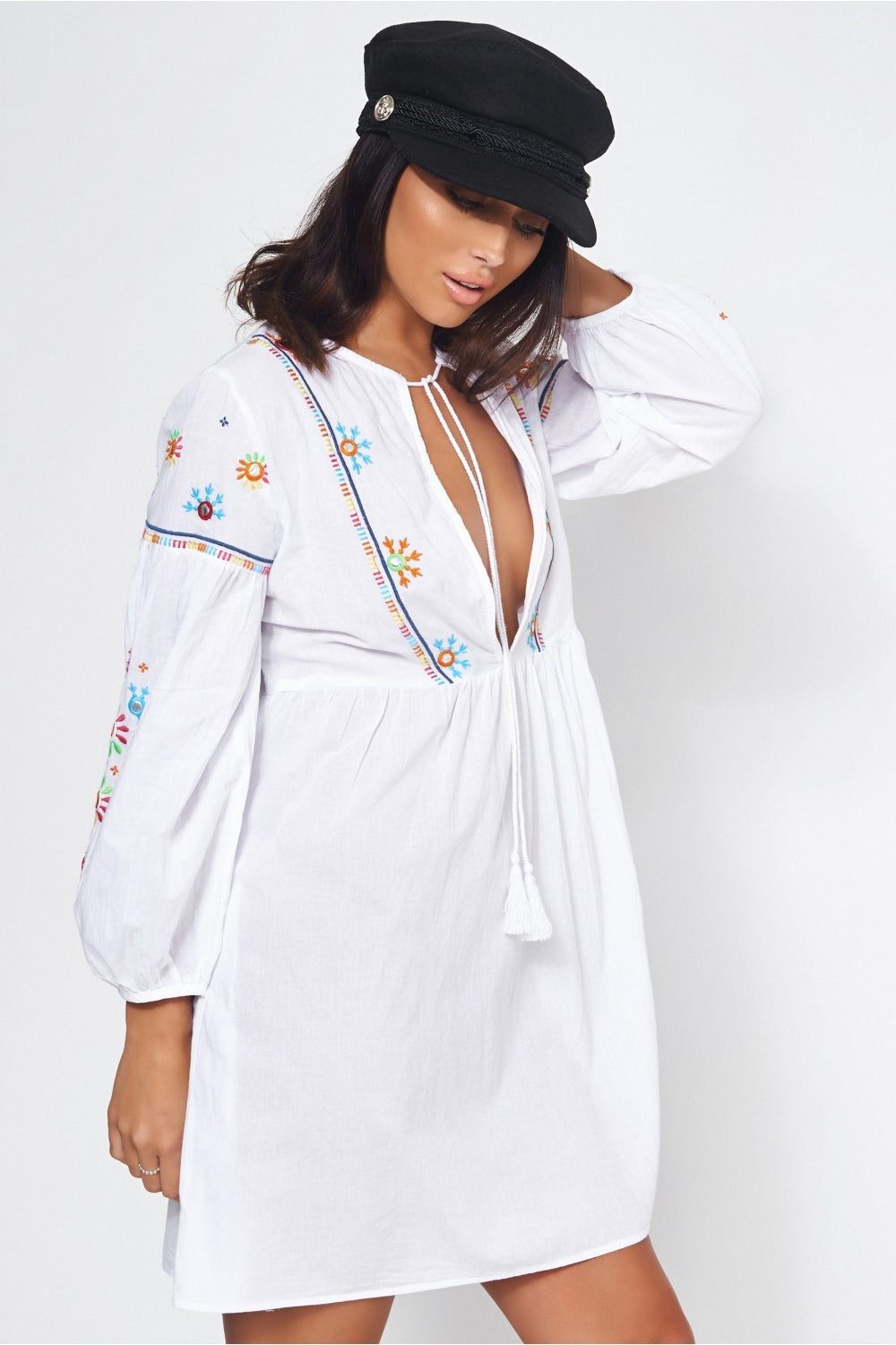 White Embroidered Beach Cover Up Dress