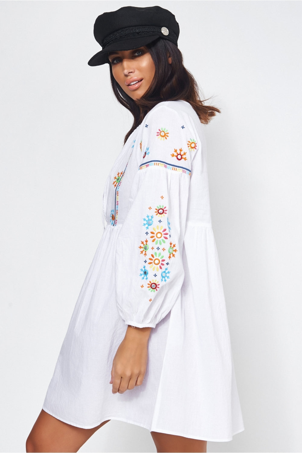 White Embroidered Beach Cover Up Dress