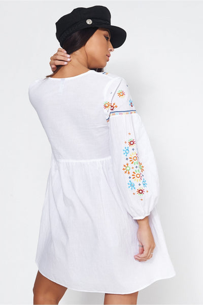 White Embroidered Beach Cover Up Dress