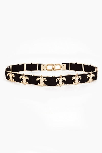 Black & Gold Fleur De Lis Belt