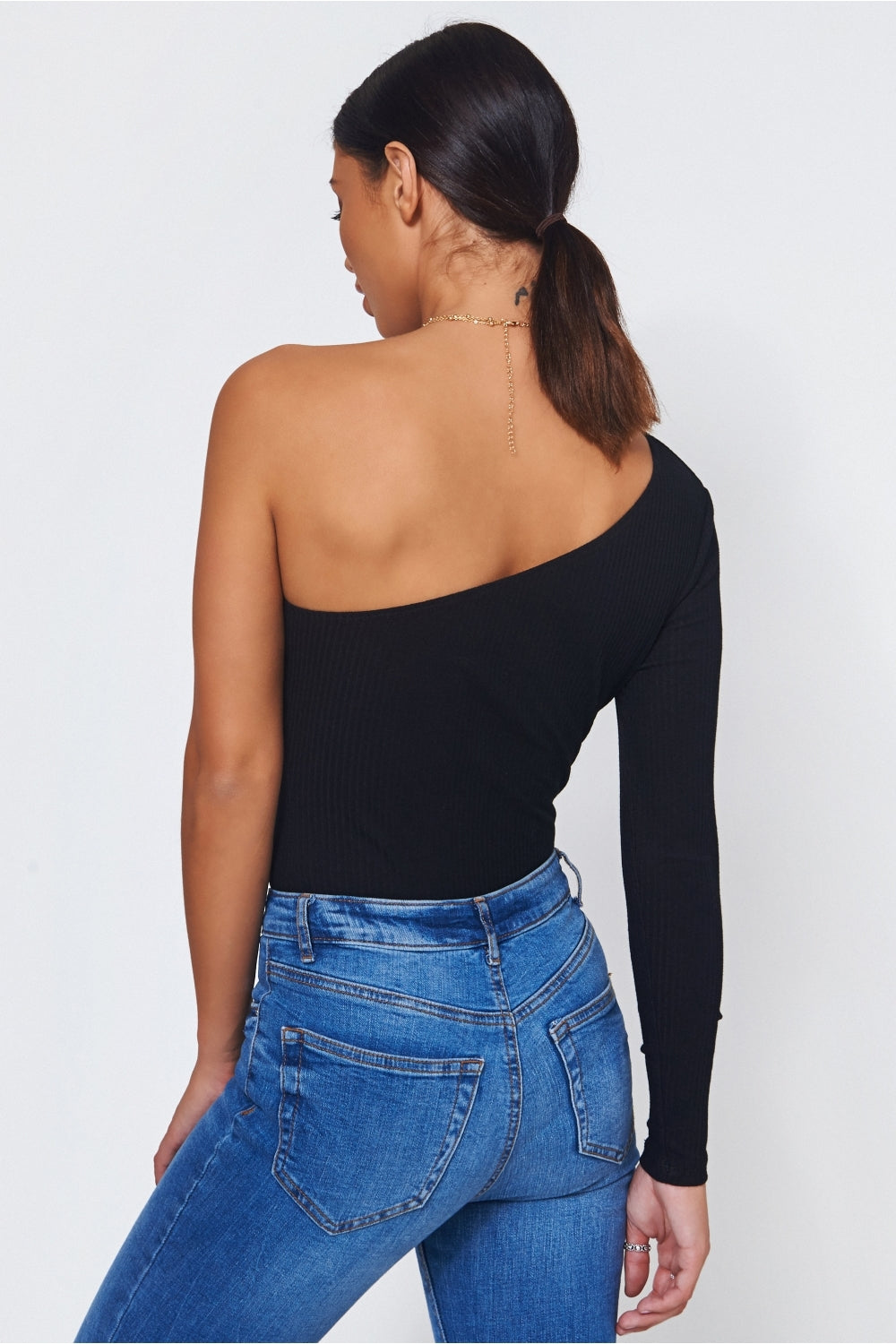 Black One Shoulder Bodysuit