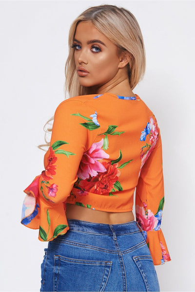 Kia Orange Floral Crop Top