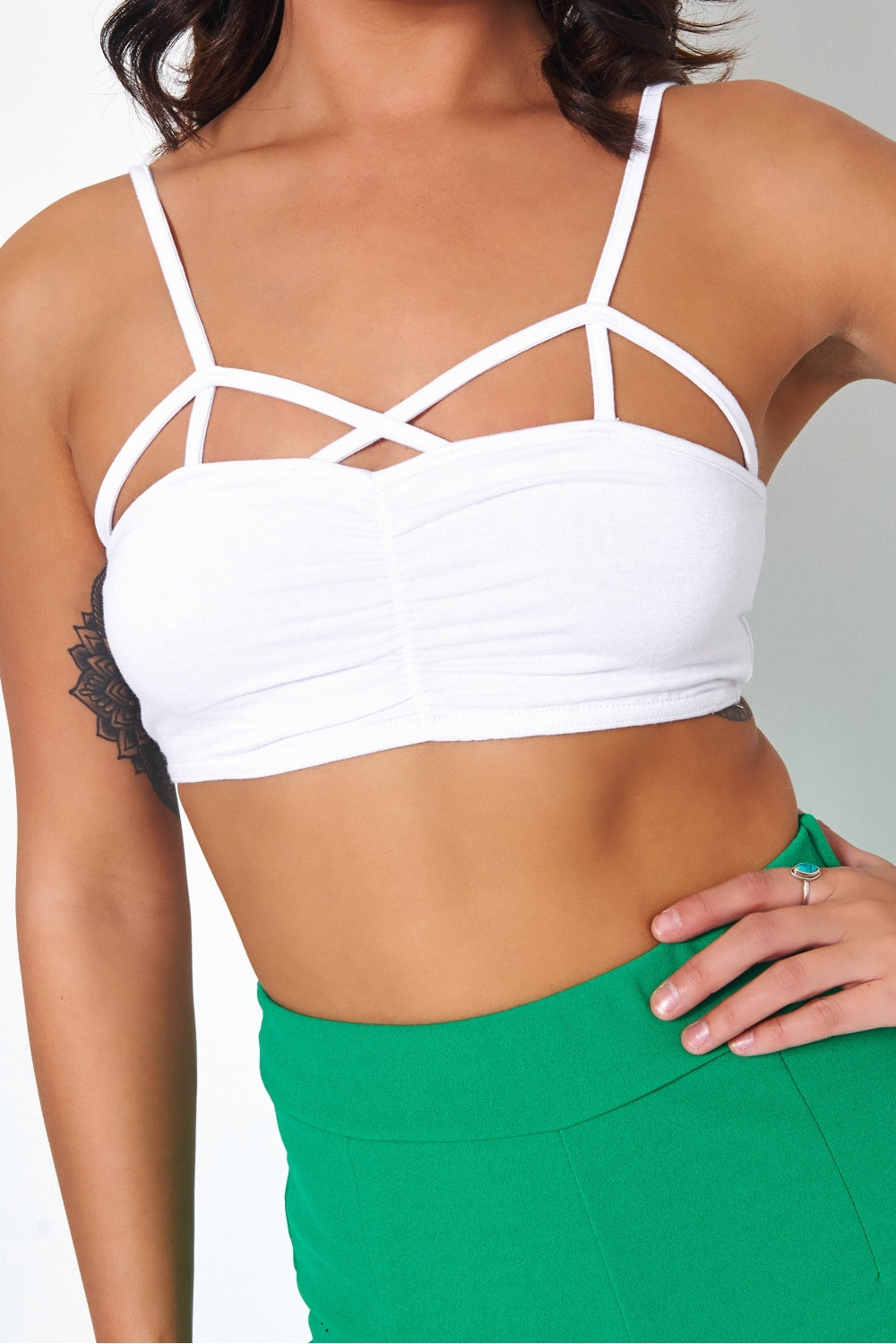 Sisi White Caged Bralet Top