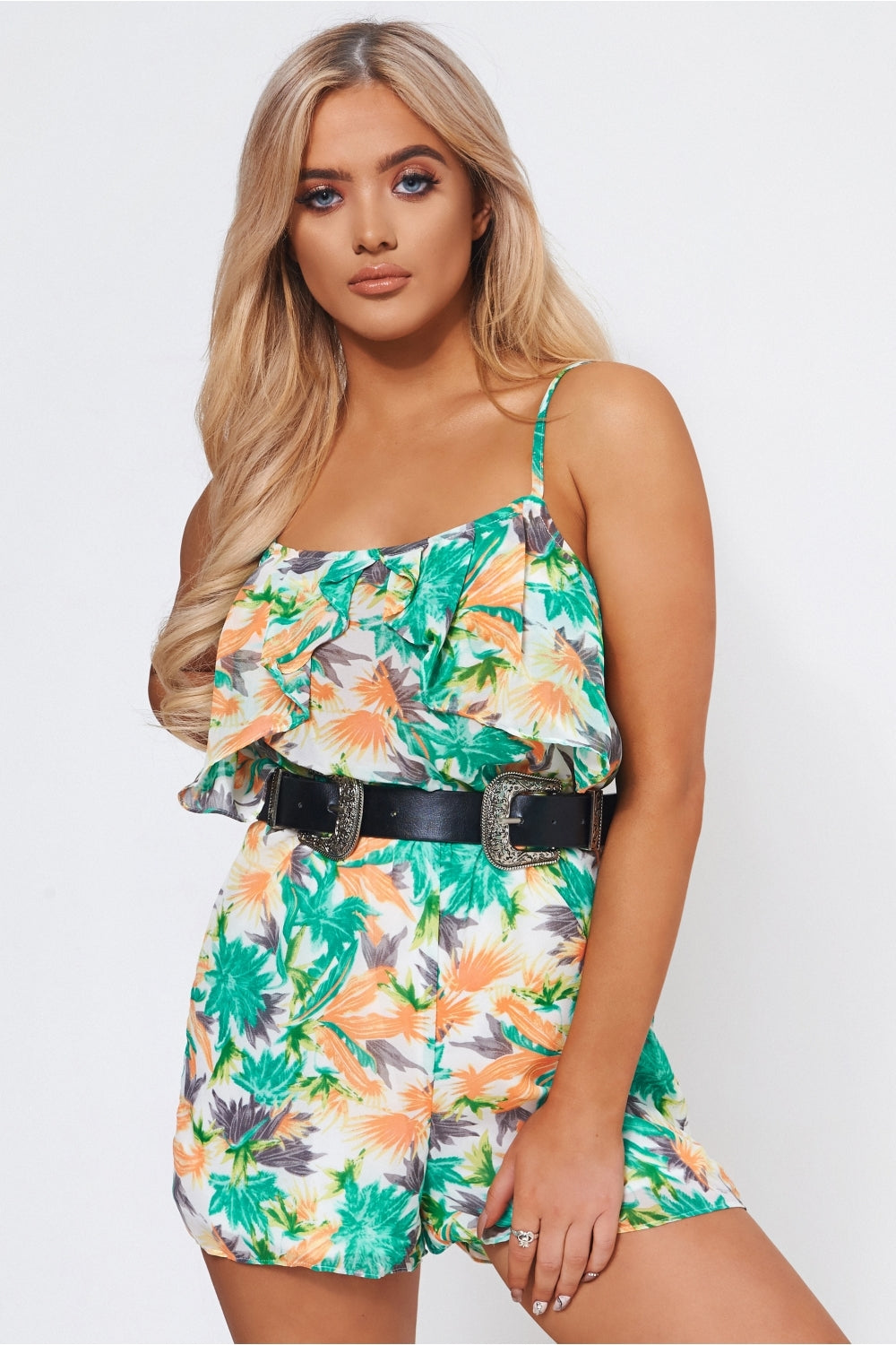 Tia Palm Print Playsuit