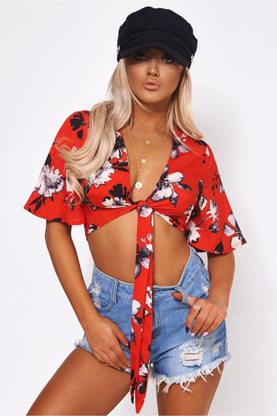 Liana Red Floral Blouse