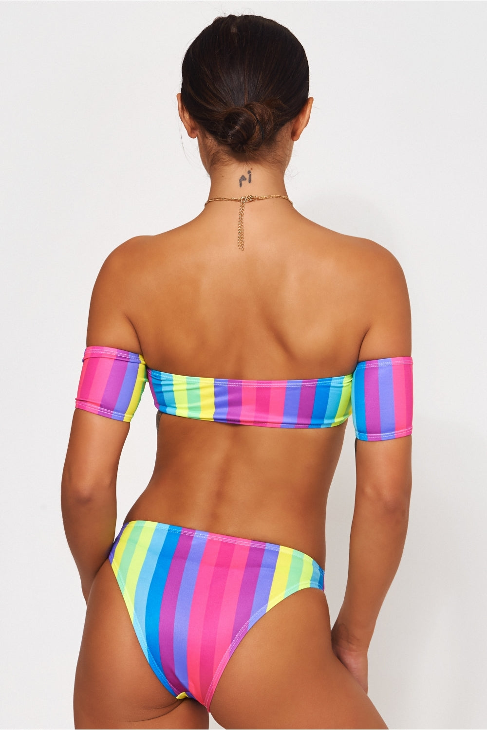 Candy Stripe Bardot Bikini