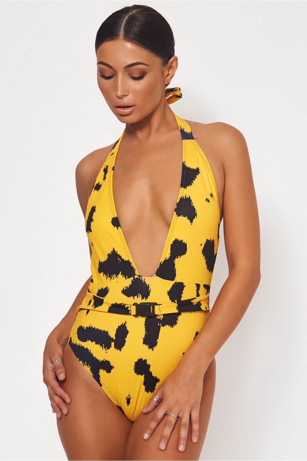 Yellow Dalmatian Print Swimsuit