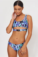 Blue Snake Print Buckle Bikini