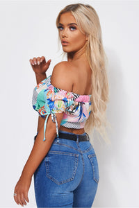 Jana Blue Floral Bardot Top